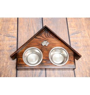 Chien d'arrêt allemand à poil dur, Braque allemand à poil dur - support en bois avec des bols pour chien, bols pour chien décoratifs, cadeau pour l'adoption d'un chien de la marque Art-Dog