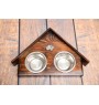 German Wirehaired Pointer - wooden stand with bowls for a dog, decorative dog bowls, a gift for adopting a dog from the Art-Dog brand