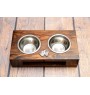 German Wirehaired Pointer - wooden stand with bowls for a dog, steel dog bowls, a gift for adopting a dog from the Art-Dog brand