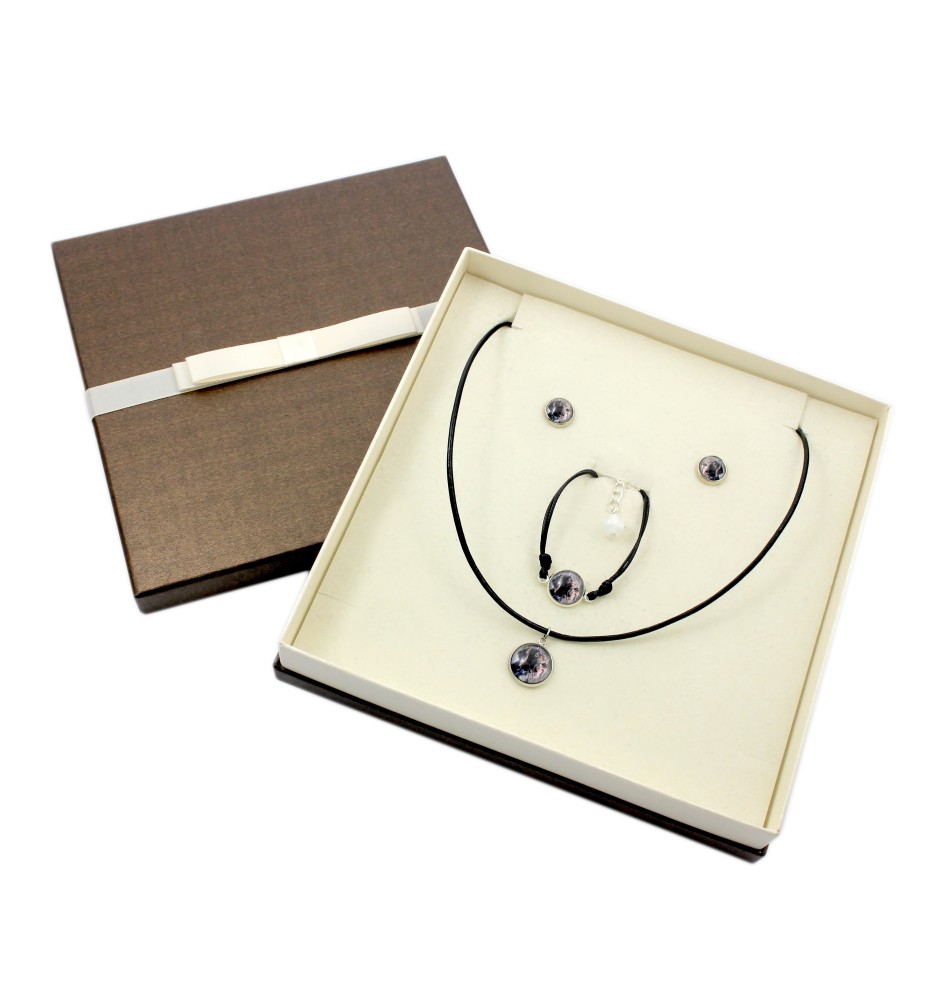 Deutsch Drahthaar - Schmuckset in einer Schachtel, Halskette, Ohrringe, Armband, Produkte der Marke Art-Dog