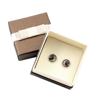 Chien d'arrêt allemand à poil dur, Braque allemand à poil dur - boucles d'oreilles dans une boîte, votre photo, bijoux faits à la main, produit de la marque Art-Dog.