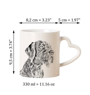 Deutsch Drahthaar - Tasse mit Hund, entzückende Tasse mit herzförmigem Henkel, universelles Geschenk der Marke Art-Dog