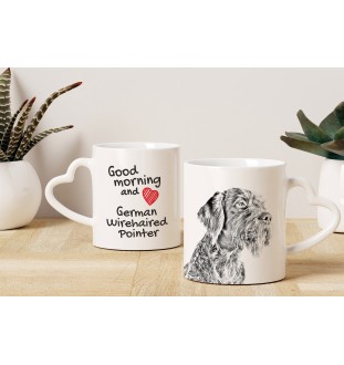German Wirehaired Pointer - cup with a dog, adorable cup with a heart-shaped handle, universal gift from the Art-Dog brand