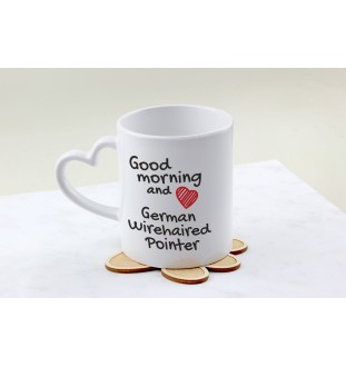 German Wirehaired Pointer - cup with a dog, adorable cup with a heart-shaped handle, universal gift from the Art-Dog brand