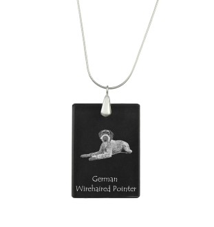 German Wirehaired Pointer - Crystal pendant with dog, silver necklace with photo, personalised pendant by Art-Dog brand
