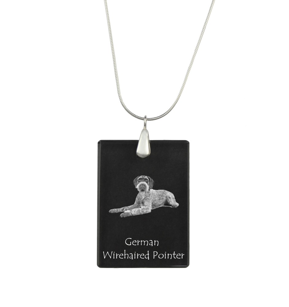 German Wirehaired Pointer - Crystal pendant with dog, silver necklace with photo, personalised pendant by Art-Dog brand