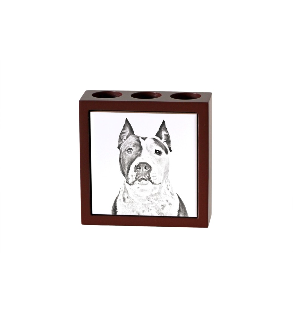 Amerykański Staffordshire terrier stojak na długopisy z koniem Art-Dog
