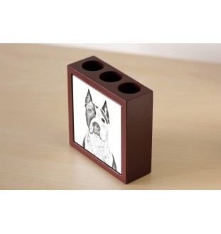 American Staffordshire Terrier, Amstaff - pen holder with a dog, desk organizer with a print, personalized desk decoration from the Art-Dog brand.