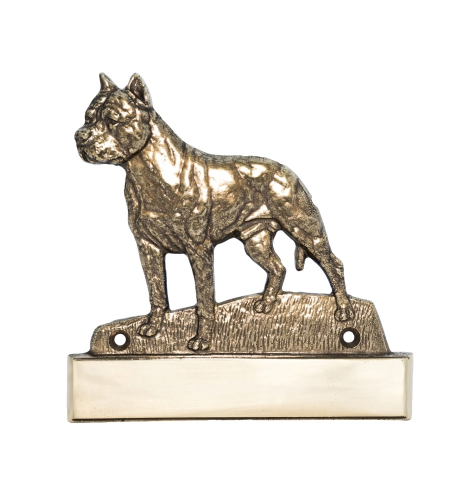 American Staffordshire Terrier, Amstaff, Am staff, Staff - plaque d'adresse avec chien, plaque de nom en laiton, plaque de porte personnalisée avec le nom de la marque Art-Dog
