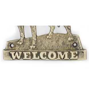 American Staffordshire Terrier, Amstaff III - Türschild mit Hund, messingfarbenes Willkommensschild, einzigartiges Schild mit der Aufschrift Welcome von der Marke Art-Dog