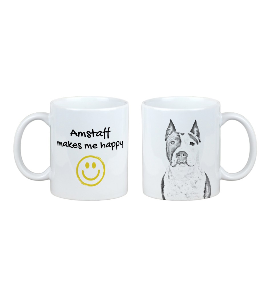 Amerykański Staffordshire terrier kubek z psem Makes me happy Art-Dog
