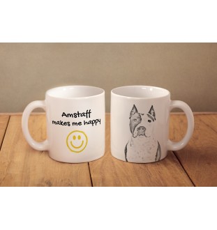 Amerykański Staffordshire terrier kubek z psem Makes me happy Art-Dog