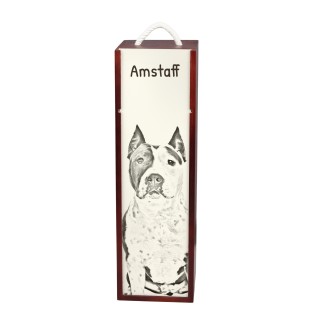 American Staffordshire Terrier, Amstaff - Weinbox mit Hund, Alkoholbox mit Grafik, personalisierte Geschenkbox der Marke Art-Dog