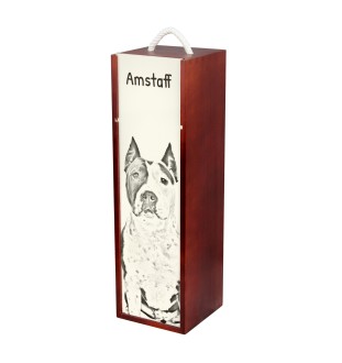 American Staffordshire Terrier, Amstaff - Weinbox mit Hund, Alkoholbox mit Grafik, personalisierte Geschenkbox der Marke Art-Dog