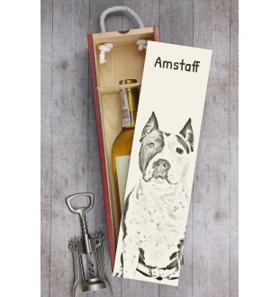 American Staffordshire Terrier, Amstaff - wine box with a dog, alcohol box with graphics, personalized gift box from the Art-Dog brand