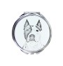 American Staffordshire Terrier, Amstaff - Taschenspiegel mit Hund, personalisierter Taschenspiegel, kompakter Spiegel mit Art-Dog-Logo