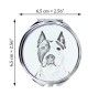 American Staffordshire Terrier, Amstaff - Taschenspiegel mit Hund, personalisierter Taschenspiegel, kompakter Spiegel mit Art-Dog-Logo