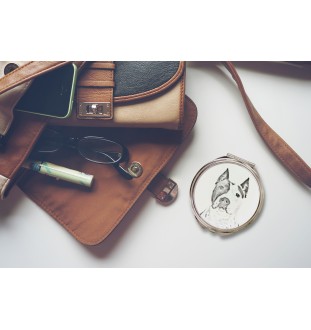 American Staffordshire Terrier, Amstaff - Taschenspiegel mit Hund, personalisierter Taschenspiegel, kompakter Spiegel mit Art-Dog-Logo