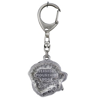 Bernese Mountain Dog, Berner Sennenhund - Silver-plated key ring with dog, handbag decoration, backpack pendant by Art-Dog brand
