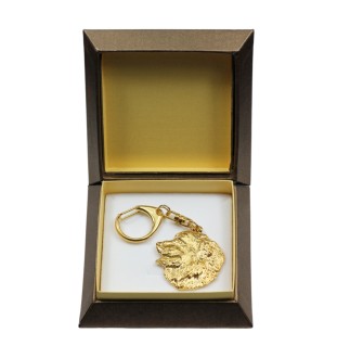 Berner Sennenhund, Dürrbächler, Bouvier bernois I - Vergoldeter Schlüsselanhänger mit Hund in Geschenkbox, Handtaschen-Dekoration, Luxus-Accessoire der Marke Art-Dog