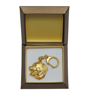 Bernese Mountain Dog, Berner Sennenhund - Gilded key ring with dog in gift box, handbag decoration, luxury accessory by Art-Dog brand
