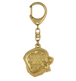 Berner Sennenhund, Dürrbächler, Bouvier bernois - Vergoldeter Schlüsselanhänger mit Hund in Geschenkbox, Handtaschen-Dekoration, Luxus-Accessoire der Marke Art-Dog