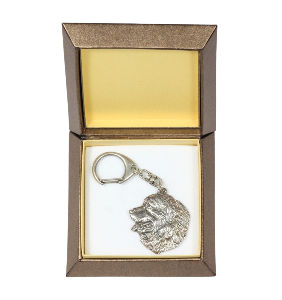 Berner Sennenhund, Dürrbächler, Bouvier bernois I - Versilberter Schlüsselanhänger mit Hund in einer Geschenkbox, Handtaschenschmuck, Rucksackanhänger der Marke Art-Dog