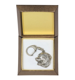 Berner Sennenhund, Dürrbächler, Bouvier bernois - Versilberter Schlüsselanhänger mit Hund in einer Geschenkbox, Handtaschenschmuck, Rucksackanhänger der Marke Art-Dog