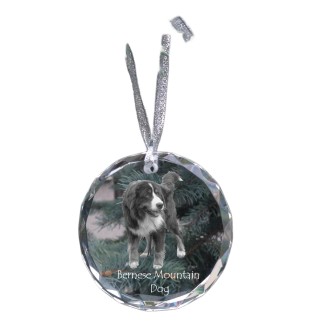 Berner Sennenhund, Dürrbächler, Bouvier bernois - Kristallkugel mit Foto, Hundebild im Kristall, personalisierter Christbaumschmuck von Art-Dog.