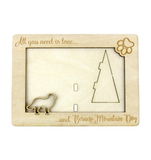 Bernese Mountain Dog, Berner Sennenhund - Photo frame, engraved wooden frame, a lovely gadget for the dog lover by Art-Dog