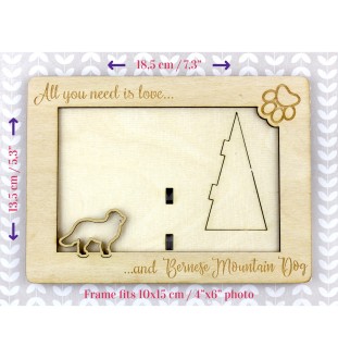 Berner Sennenhund, Dürrbächler, Bouvier bernois - Fotorahmen, gravierter Holzrahmen, ein schönes Gadget für den Hundeliebhaber von Art-Dog