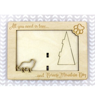 Bernese Mountain Dog, Berner Sennenhund - Photo frame, engraved wooden frame, a lovely gadget for the dog lover by Art-Dog
