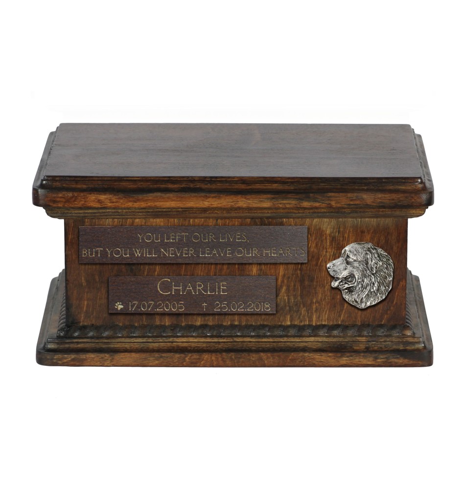 Bernese Mountain Dog, Berner Sennenhund I - wooden urn for dog ashes, personalized urn with engraving, small urn for dog ashes from the Art-Dog brand