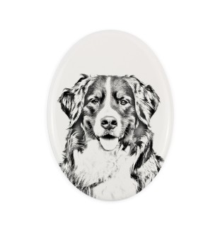 Berner Sennenhund, Dürrbächler, Bouvier bernois - Gedenktafel mit einem Foto eines Hundes, Grabplatte mit Druck, personalisierte ovale Platte der Marke Art-Dog