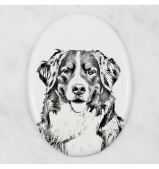 Berner Sennenhund, Dürrbächler, Bouvier bernois - Gedenktafel mit einem Foto eines Hundes, Grabplatte mit Druck, personalisierte ovale Platte der Marke Art-Dog