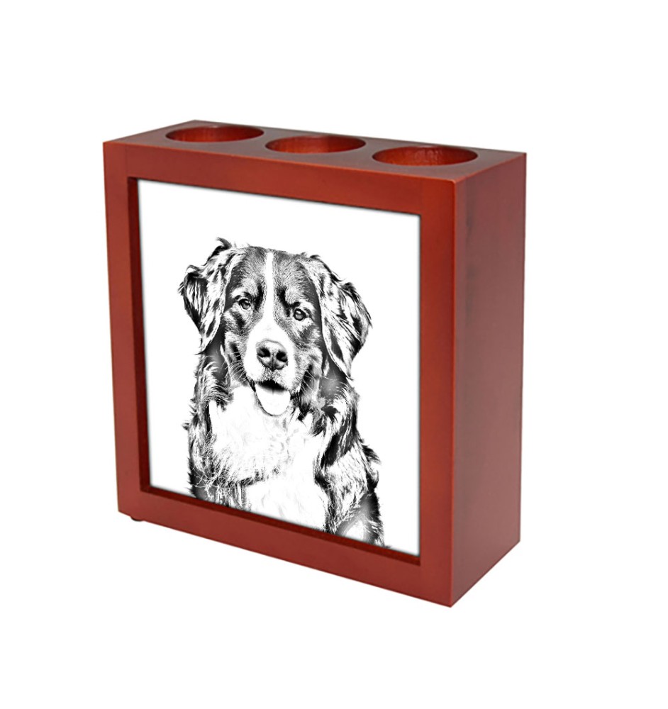 Berner Sennenhund, Dürrbächler, Bouvier bernois - Stifthalter mit Hund, Schreibtischorganizer mit Aufdruck, personalisierte Schreibtischdekoration der Marke Art-Dog