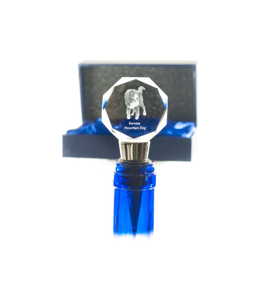 Bernese Mountain Dog, Berner Sennenhund - Bottle stopper, crystal wine stopper with photo, personalised gift for bartender by Art-Dog brand