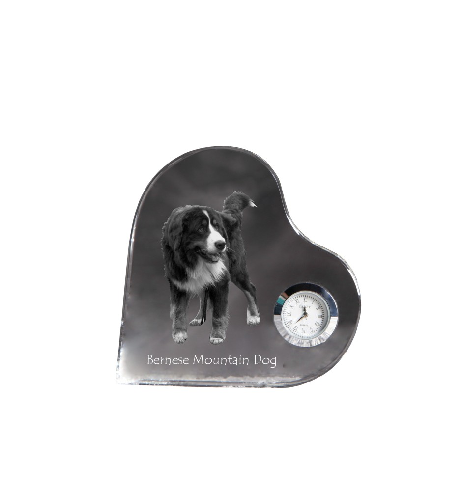 Berner Sennenhund, Dürrbächler, Bouvier bernois - Kristalluhr mit einem Hundebild, Herzregal-Uhr, personalisierte Standuhr der Marke Art-Dog