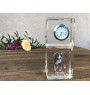 Bernese Mountain Dog, Berner Sennenhund - crystal clock with a photo, a photo of a dog in crystal, personalized desk clock by Art-Dog brand