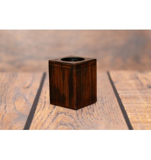 Bernese Mountain Dog, Berner Sennenhund I - wooden candle holder with a dog, a unique souvenir after losing a dog, a handicraft from the Art-Dog brand