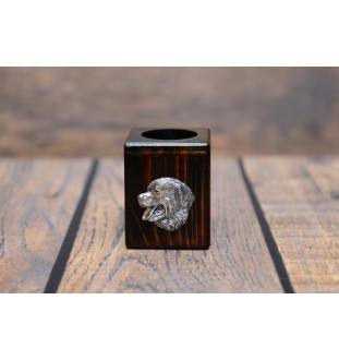 Bernese Mountain Dog, Berner Sennenhund - wooden candle holder with a dog, a unique souvenir after losing a dog, a handicraft from the Art-Dog brand