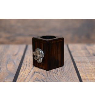 Bernese Mountain Dog, Berner Sennenhund - wooden candle holder with a dog, a unique souvenir after losing a dog, a handicraft from the Art-Dog brand