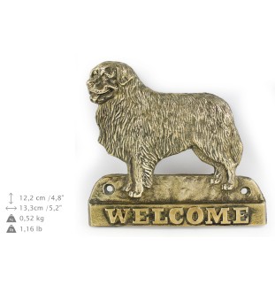 Berner Sennenhund, Dürrbächler, Bouvier bernois - Türschild mit Hund, messingfarbenes Willkommensschild, einzigartiges Schild mit der Aufschrift Welcome von der Marke Art-Dog