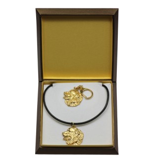 Bernese Mountain Dog, Berner Sennenhund I - keychain and necklace with a dog in a box, high-quality gold-plated product, Art-Dog brand