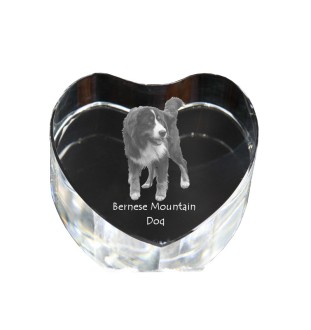Bernese Mountain Dog, Berner Sennenhund - a photo of a dog in crystal, crystal heart, unique photo frame from the Art-Dog brand