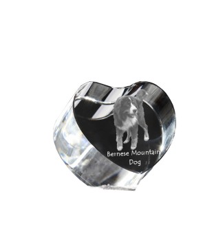 Bernese Mountain Dog, Berner Sennenhund - a photo of a dog in crystal, crystal heart, unique photo frame from the Art-Dog brand