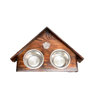 Bernese Mountain Dog, Berner Sennenhund I - wooden stand with bowls for a dog, decorative dog bowls, a gift for adopting a dog from the Art-Dog brand
