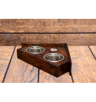 Bernese Mountain Dog, Berner Sennenhund I - wooden stand with bowls for a dog, decorative dog bowls, a gift for adopting a dog from the Art-Dog brand
