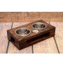 Bernese Mountain Dog, Berner Sennenhund I - wooden stand with bowls for a dog, steel dog bowls, a gift for adopting a dog from the Art-Dog brand