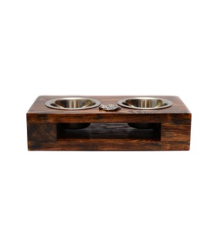 Bernese Mountain Dog, Berner Sennenhund - wooden stand with bowls for a dog, steel dog bowls, a gift for adopting a dog from the Art-Dog brand